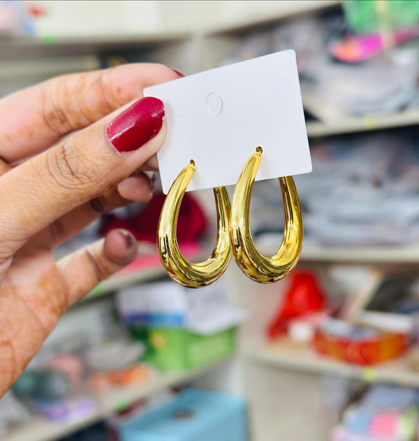 Gold Plated Simple Style U Shaped Hoop Earring For Women